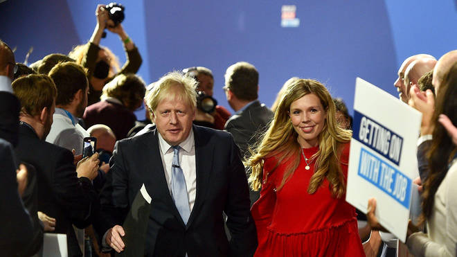 Downing Street today confirmed the prime minister's fixed penalty notice was related to his 19 June 2020 birthday party organised by his wife Carrie (pictured together)
