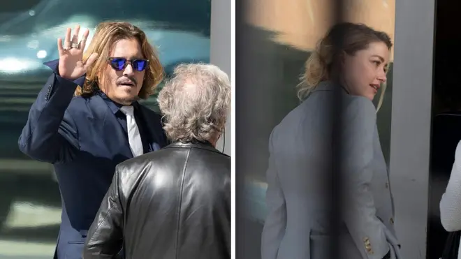 Actor Johnny Depp and Amber Heard at Fairfax County Courthouse.