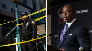 Security has been tightened for the Mayor of New York (right) after a shooting in Brooklyn on Tuesday