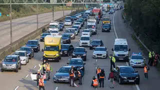 Insulate Britain protesters blocking the M25 in September last year (file image)
