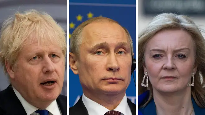Boris Johnson and Liz Truss (right) are among a list of British ministers and MPs who have been blacklisted from Russia.