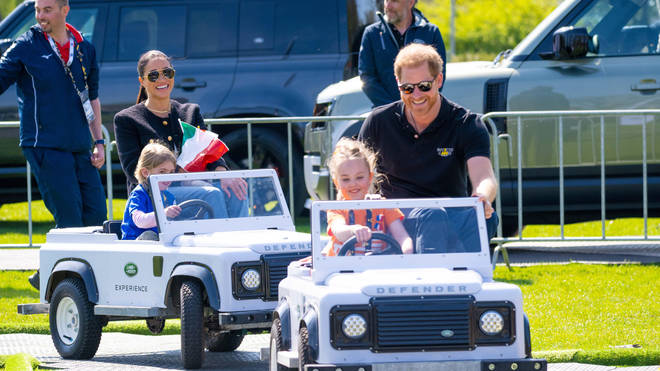 Prince Harry and Meghan Markle at Jaguar Land Rover Driving Challange