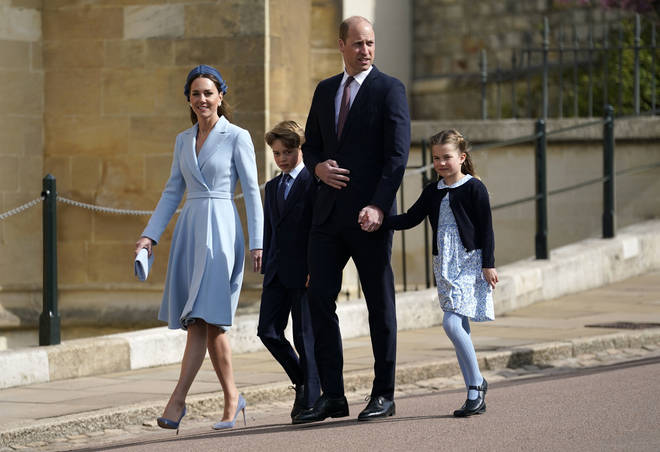 Prince William, Duke of Cambridge, Catherine, Duchess of Cambridge, Prince George and Princess Charlotte attend the Easter Matins Service.