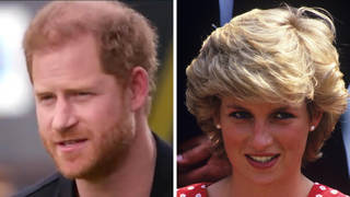Prince Harry said his mother Diana is "watching over him".