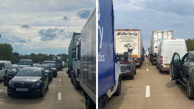 Traffic on the M25 got stuck by a cooking oil spill