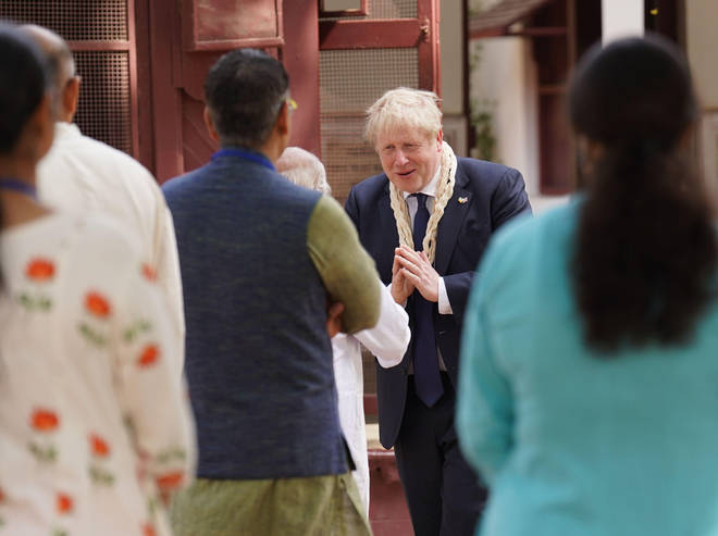 Prime Minister Boris Johnson visits Mahatma Gandhi's Sabarmati Ashram in Ahmedabad