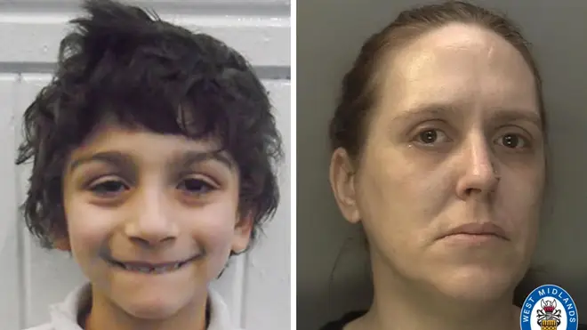 Seven-year-old Hakeem Hussain's mother Laura Heath (right) has been found guilty of manslaughter.