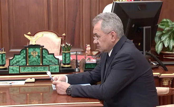 Shoigu also appeared to be struggling in the clip, described as slurring his speech and reading from notes