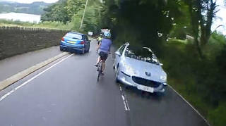 The driver has been fined for driving "too close" to the group of cyclists.