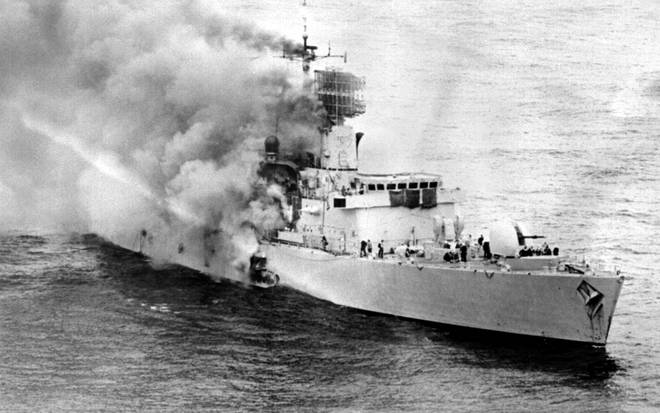 HMS Sheffield was hit by an Exocet guided missile