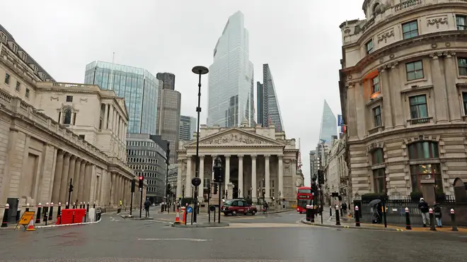 Bank junction in the heart of the City of London