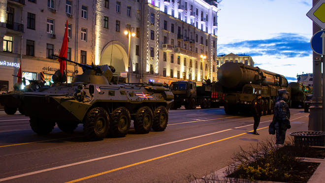 Russian military preparing to rehearse the traditional Victory Day Parade for May 9.