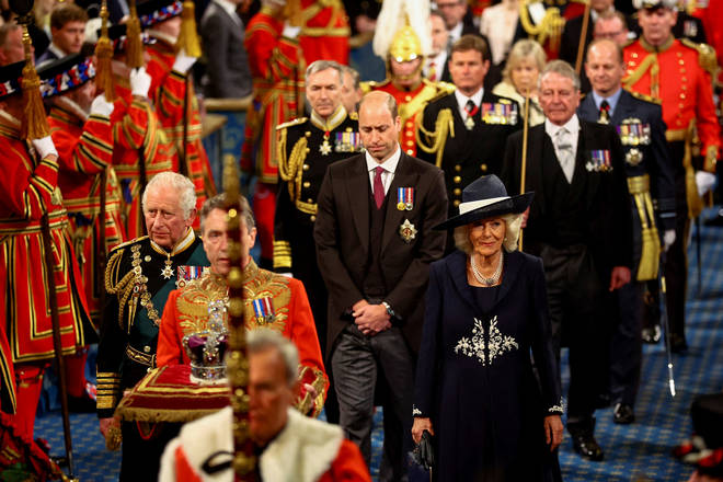 The Prince was accompanied by Camilla and Prince William