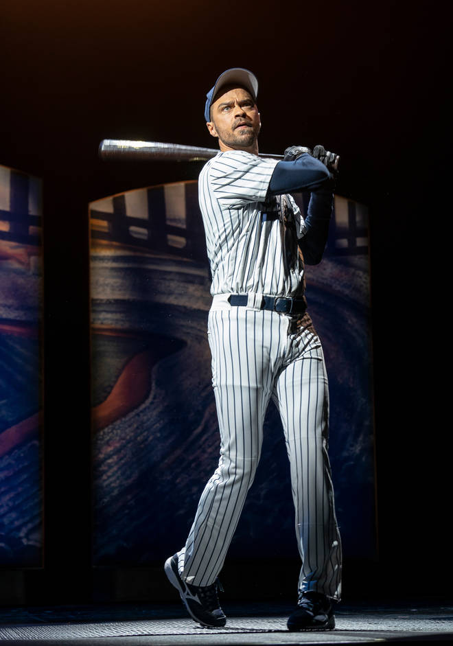 Jesse Williams during a performance of the Broadway revival of the baseball-themed Take Me Out in New York