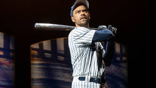 Jesse Williams during a performance of the Broadway revival of the baseball-themed Take Me Out in New York
