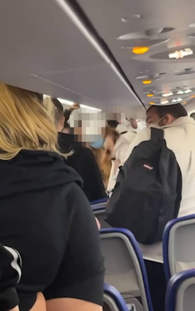 The brawl erupted on a Wizz Air flight to Crete.
