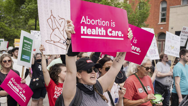 Abortion rights demonstrators rally in Chicago