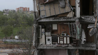 Damaged building in Mariupol
