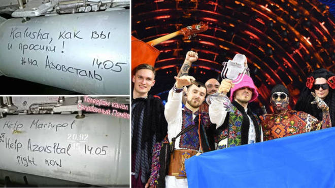 Russian troops have written chilling messages, mocking Ukraine's Eurovision win, on bombs