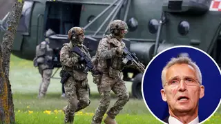 Nato troops. Inset: Nato general secretary Jens Stoltenberg