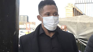 South Africa rugby player Elton Jantjies arrives at Kempton Park Magistrates' Court in Johannesburg