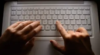 A laptop user