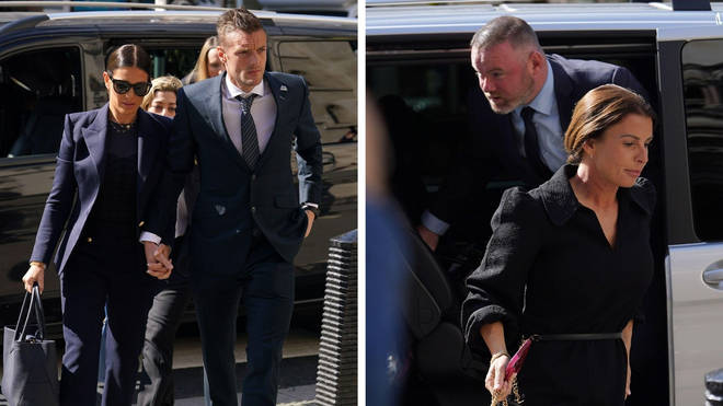 The Vardys and Rooneys arrive on day six of the libel trial
