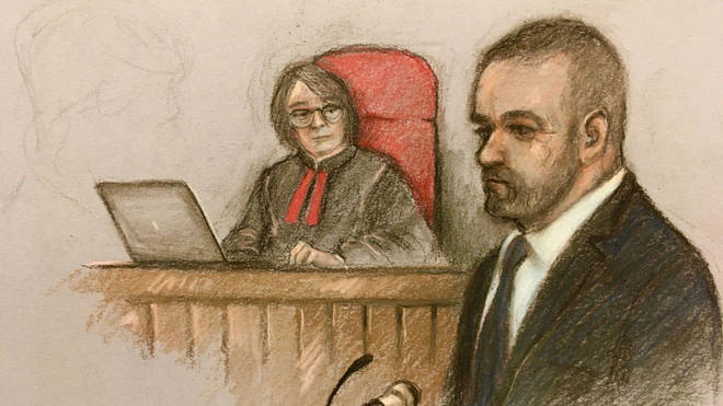 A sketch of Rooney as he gives evidence in the High Court