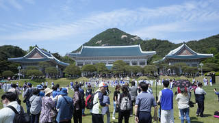 People visit the Blue House in Seoul, South Korea