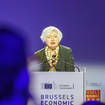 US Treasury Secretary Janet Yellen speaking in Brussels