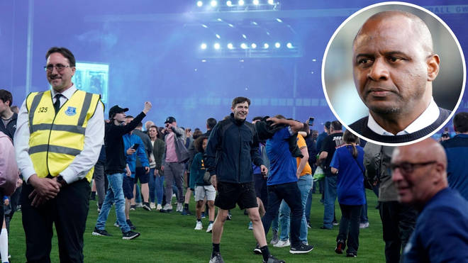 Vieira kicked out at a fan during a pitch invasion at Everton