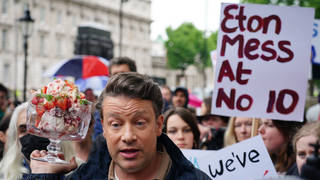 Jamie Oliver takes part in the What An Eton Mess demonstration