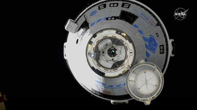 The Boeing Starliner approaching the International Space Station