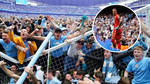 Manchester City fans stormed onto the pitch at the Etihad and Aston Villa's goalkeeper Robin Olsen was "assaulted".