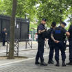 Police officers guard the entrance of the Qatar embassy on Monday May 23 2022 in Paris