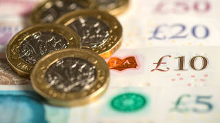 Pound coins and banknotes