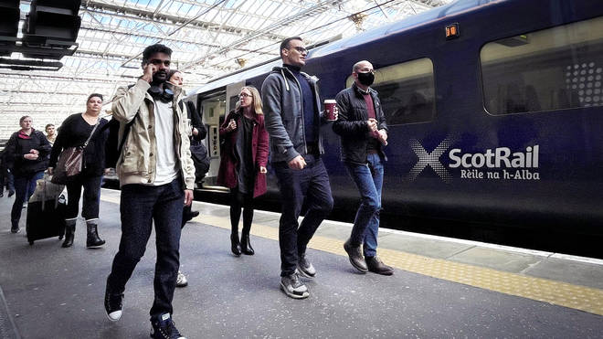 Commuters at Edinburgh's Waverley Station