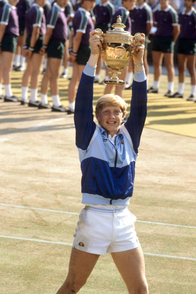 Boris Becker winning Wimbledon in 1985