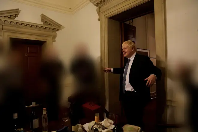 Boris Johnson has been photoed at rule-breaking parties in Sue Gray's report