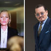 Model Kate Moss testifies via video link at the Fairfax County Circuit Courthouse in Fairfax, Virginia.