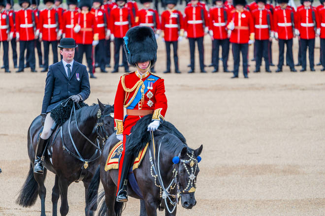 The Duke of Cambridge, Colonel of the Irish Guards, carries out the Colonel's Review at Horse Guards Parade