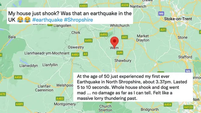 The quake occurred near Wem