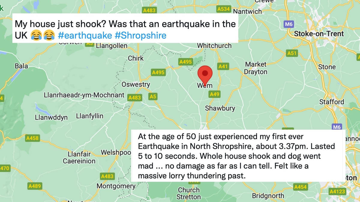 Shropshire earthquake: West Midlands earthquake of magnitude 3.8