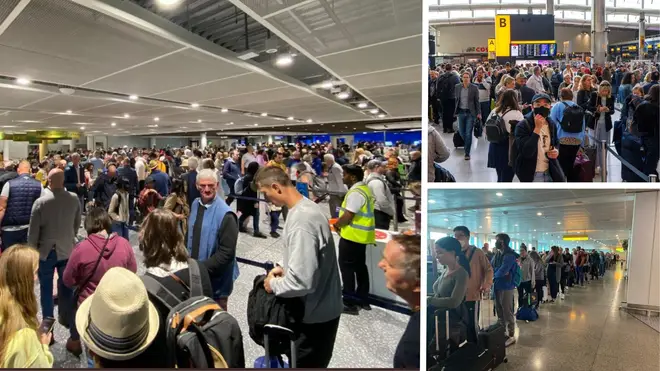 Passengers have faced huge queues and delays or cancellations throughout Britain's airports