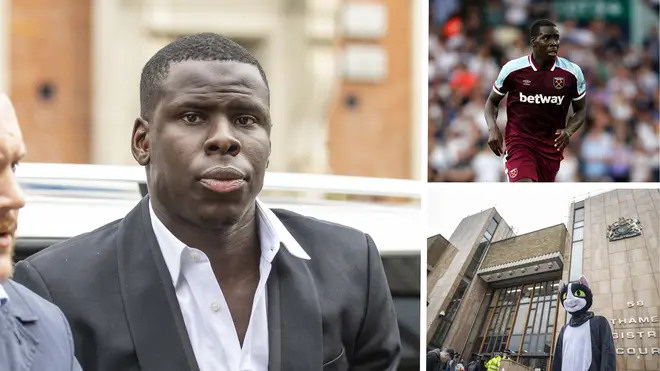 Kurt Zouma arrives at court as a crowd, including someone dressed as a cat, gathers outside