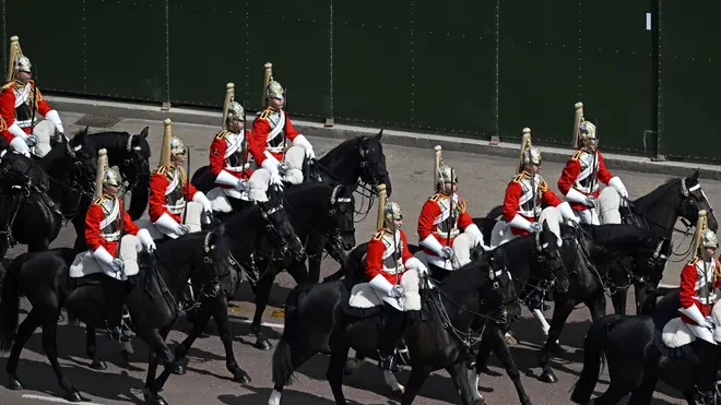 The parade started at Buckingham Palace and moved down the Mall to Horse Guards Parade where it is set to be received by members of the Royal Family in carriages and on horseback.