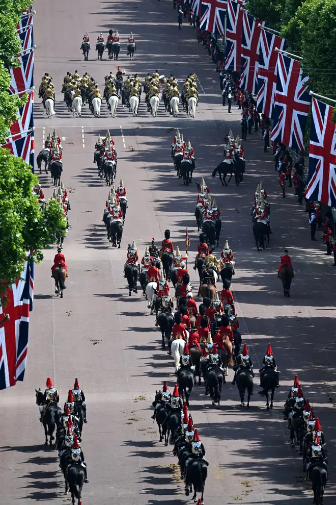 The Colour was trooped by the 1st Battalion of the Irish Guards. Traditionally, the Colour is unveiled on parade saluted and then taken to the escort for the colour who receives it.