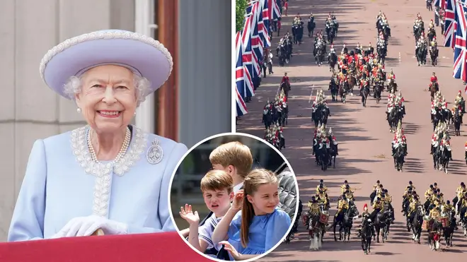 The Queen was beaming as she took the salute after Trooping the Colour
