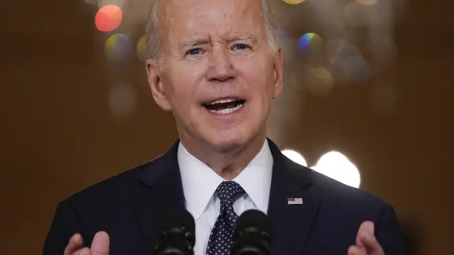 President Joe Biden speaks about the latest round of mass shootings, from the East Room of the White House in Washington