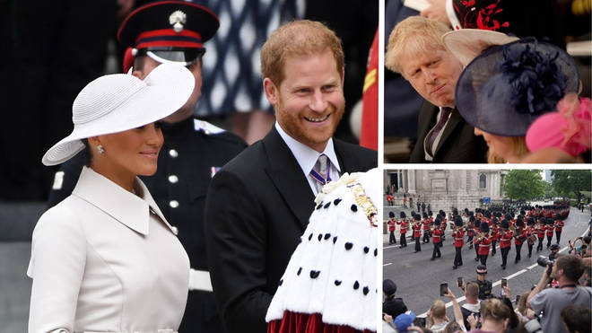 Harry and Meghan were greeted with cheers as they arrived at St Paul's